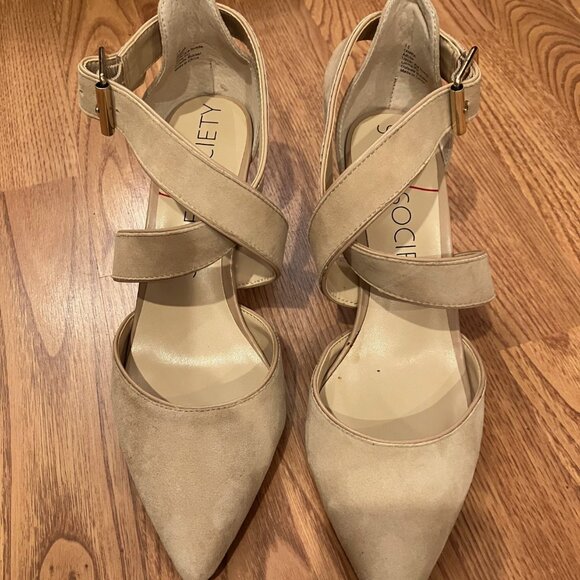 Sole Society Tamra Womens Pump Size 7.5 Taupe Beige Ankle Strap - Picture 4 of 7